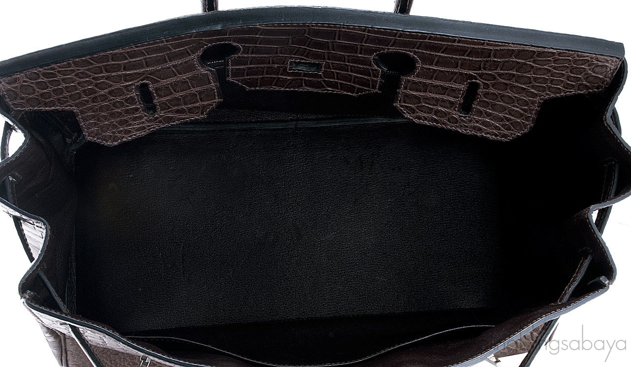 Birkin 35 Brown Matte Porosus PHW