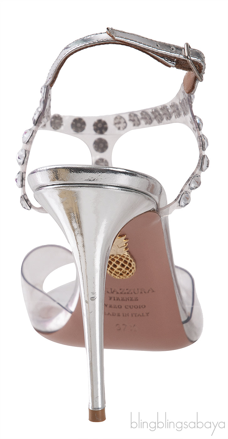 PVC T-strap Crystal Sandals