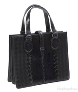 Bottega Veneta Black Intrecciato Leather & Python Handbag