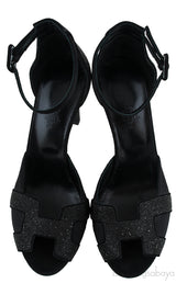 Premiere Glitter Black Slingback Heels