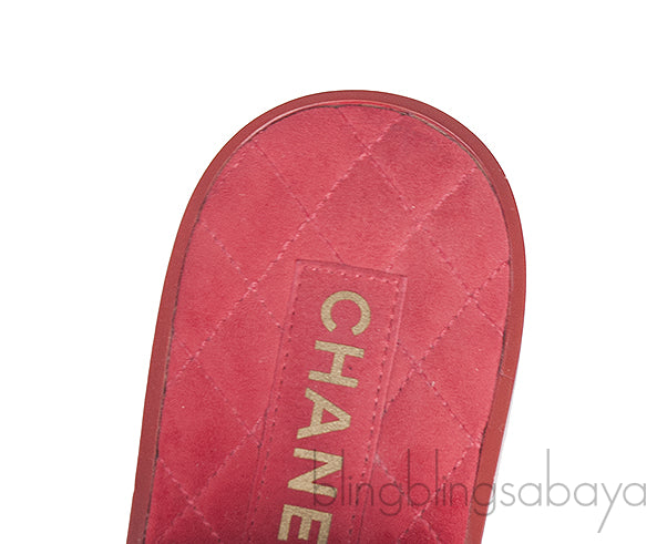 Red Suede & Chain Sandals