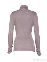Rose Gold Metallic Turtleneck Sweatshirt