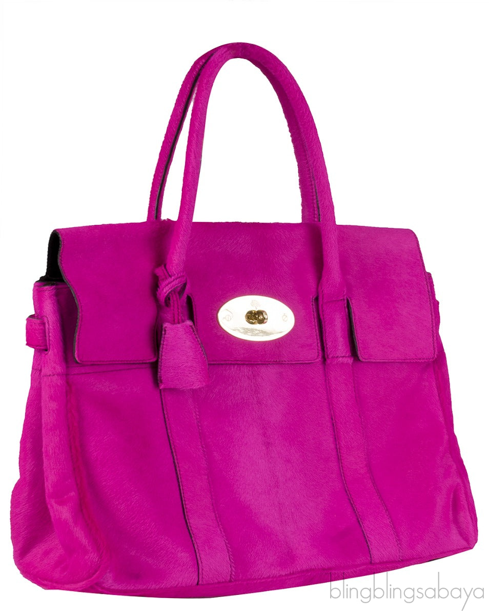Fuchsia Pony Hair Bayswater Top Handle Bag