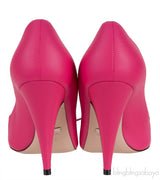 Bright Fuchsia Nappa Leather Decollete Bow Pumps