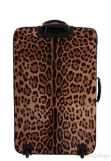 Leopard Pony Hair Large Luggage Trolley