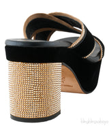 Black & Gold Criss-cross Sandals