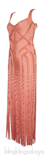 Crystal Embellished Fringed Dress