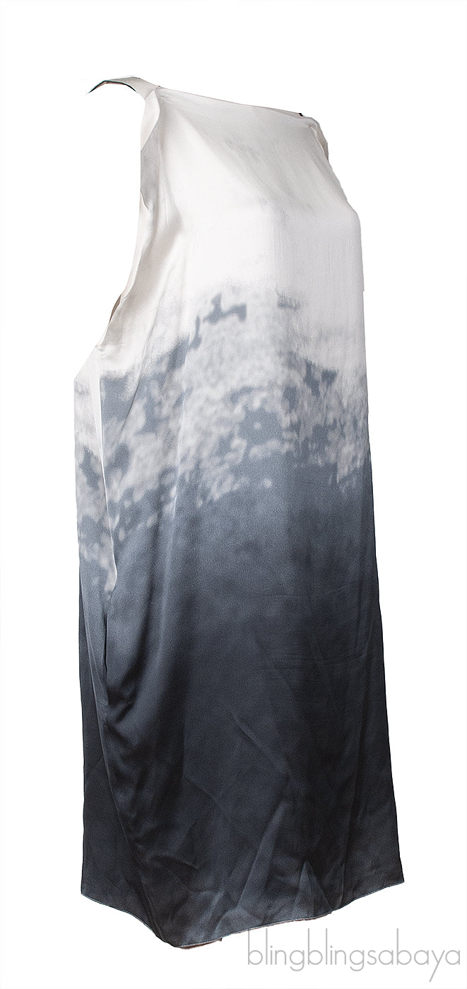 Bottega Veneta Gradient White Blue Grey Silk Dress