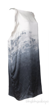 Bottega Veneta Gradient White Blue Grey Silk Dress
