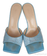 Ocean Blue Crystal Embellished Star Mules