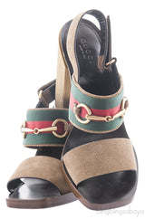 Suede Horsebit Heeled Sandal