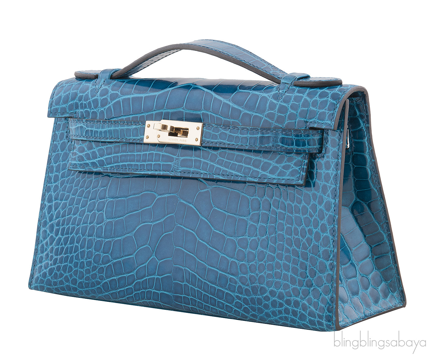 Kelly Pochette Bleu Izmir Crocodile
