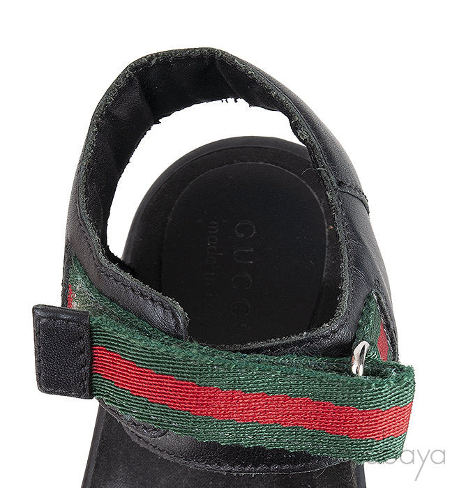 Black Strappy Web Kids Sandals
