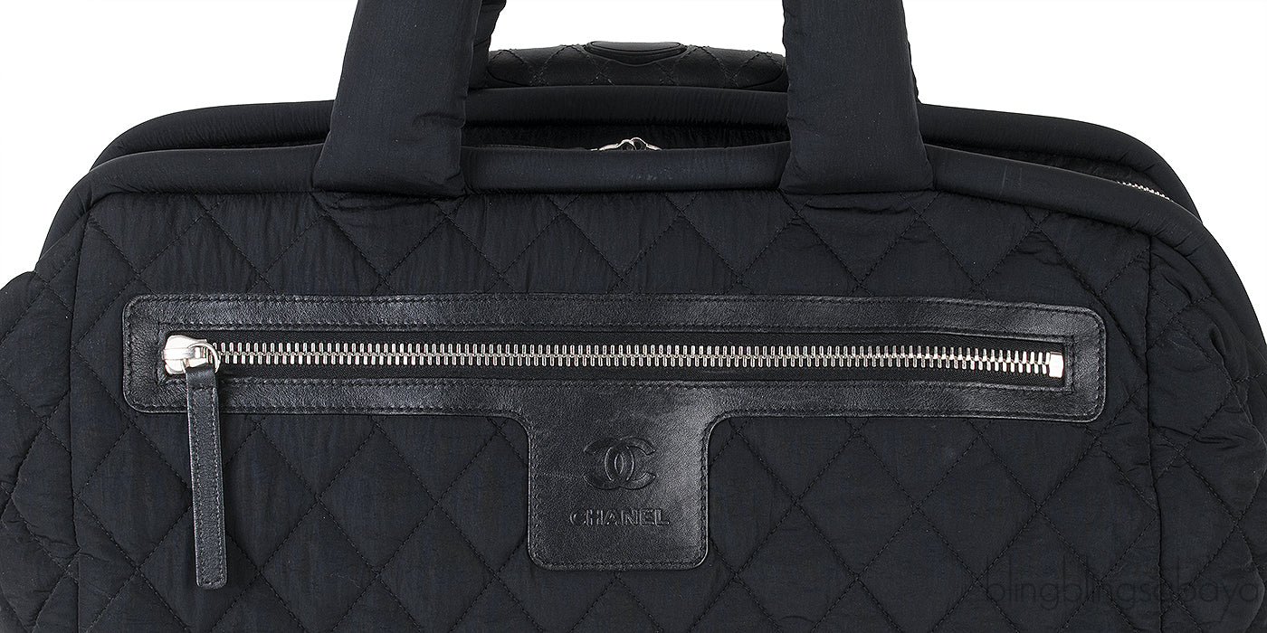 Black Quilted Nylon Cocoon Trolley Rolling Case