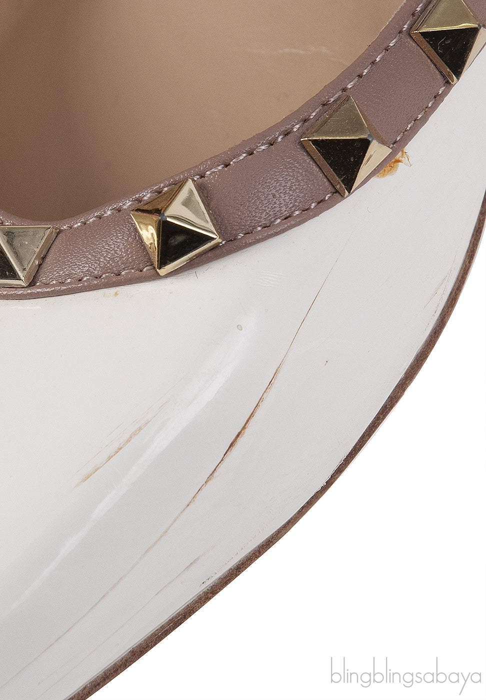 Valentino Garavani White Rockstuds Flat Shoes