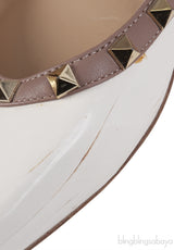 Valentino Garavani White Rockstuds Flat Shoes