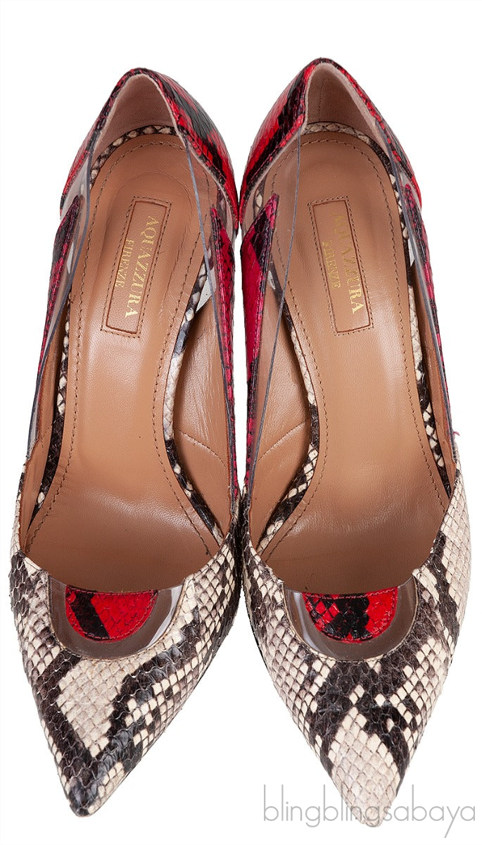Natural & Red Python PVC Heels