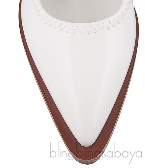 White Mary Jane FF Strap Heels