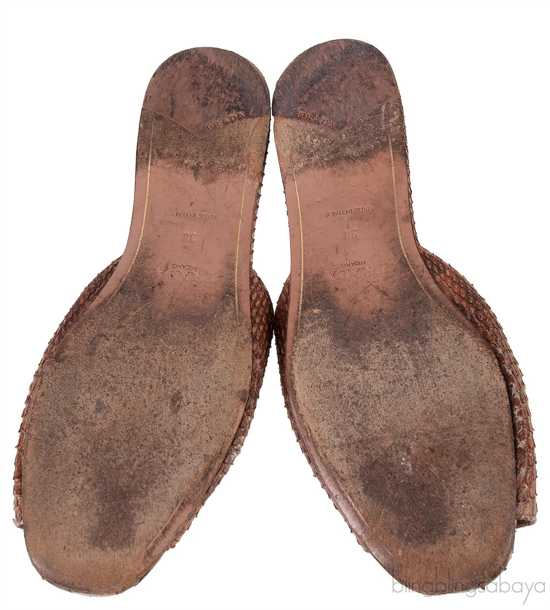 Brown Python Open Toe Slide Sandals 38
