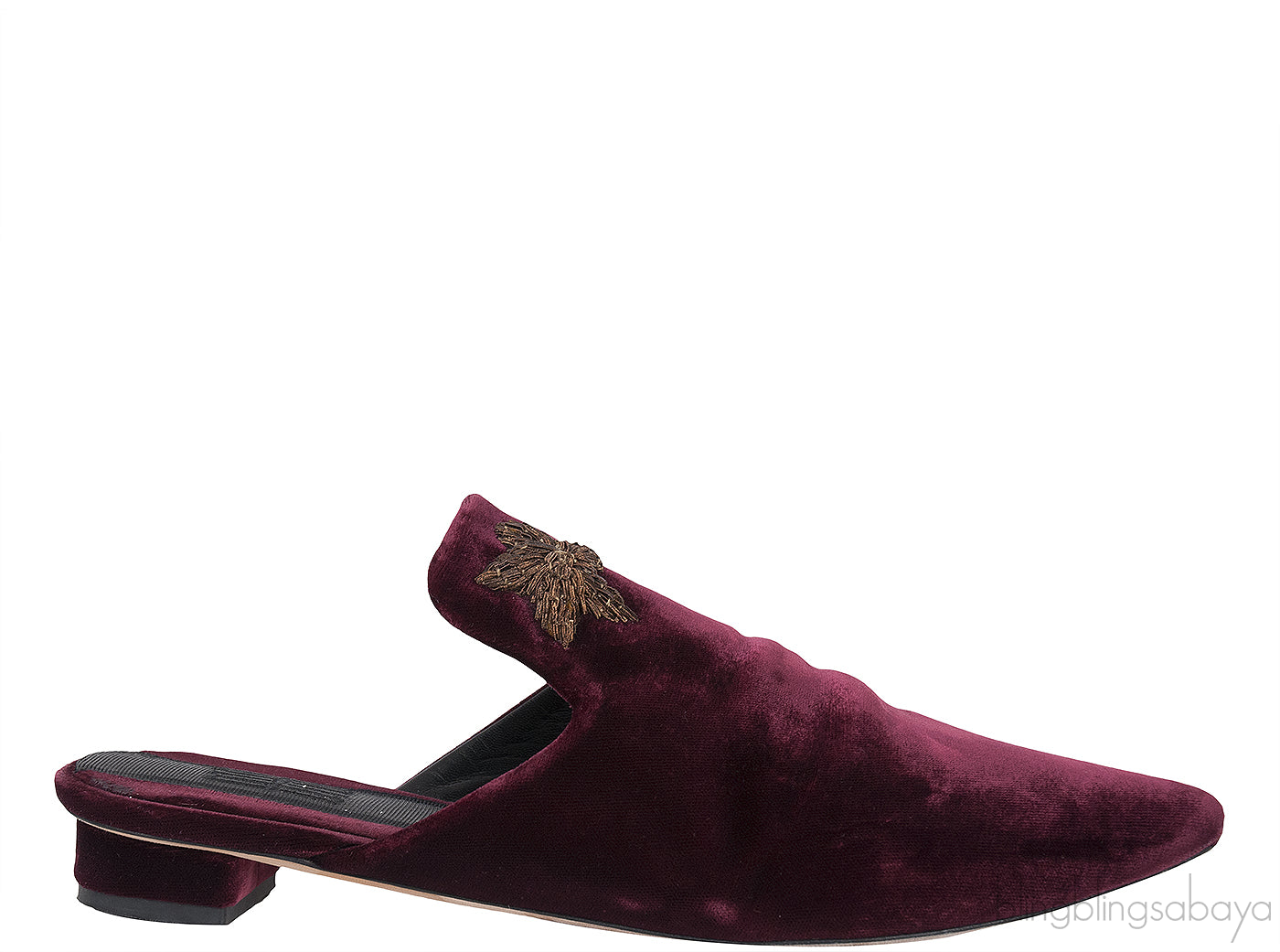 Maroon Stella Velvet Mules