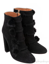 Ulyana Mink Pompom Suede Ankle Boots  39