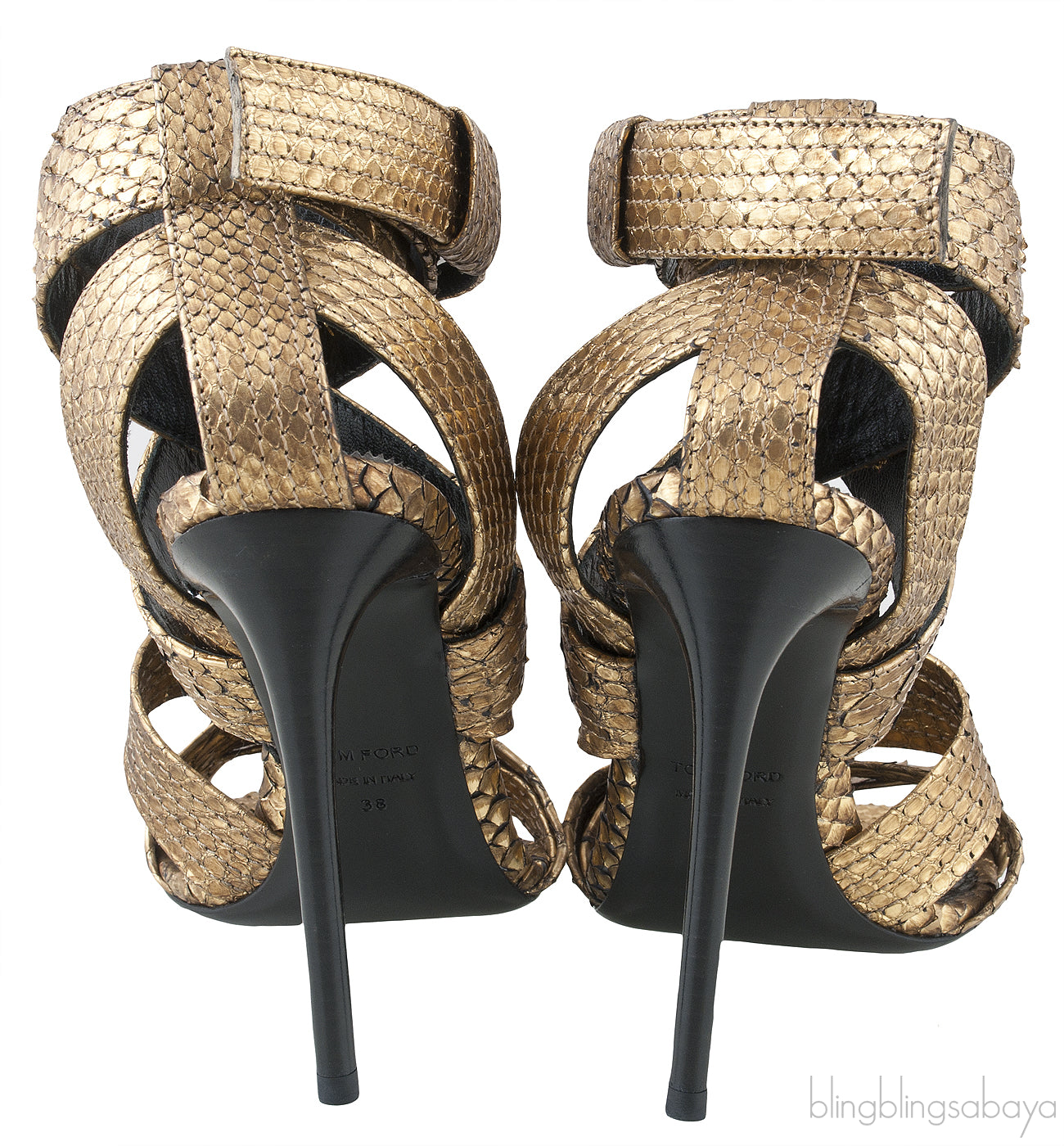Gold Python Strappy Sandals