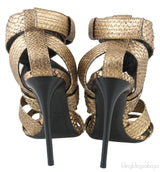Gold Python Strappy Sandals