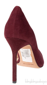 Burgundy Suede Pointed Heels