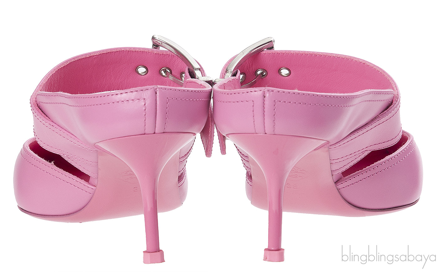 Alexander McQueen Pink Punk Buckle Mules