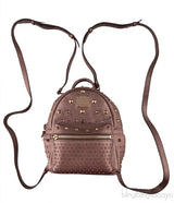 Metallic Leather Studded Mini Backpack