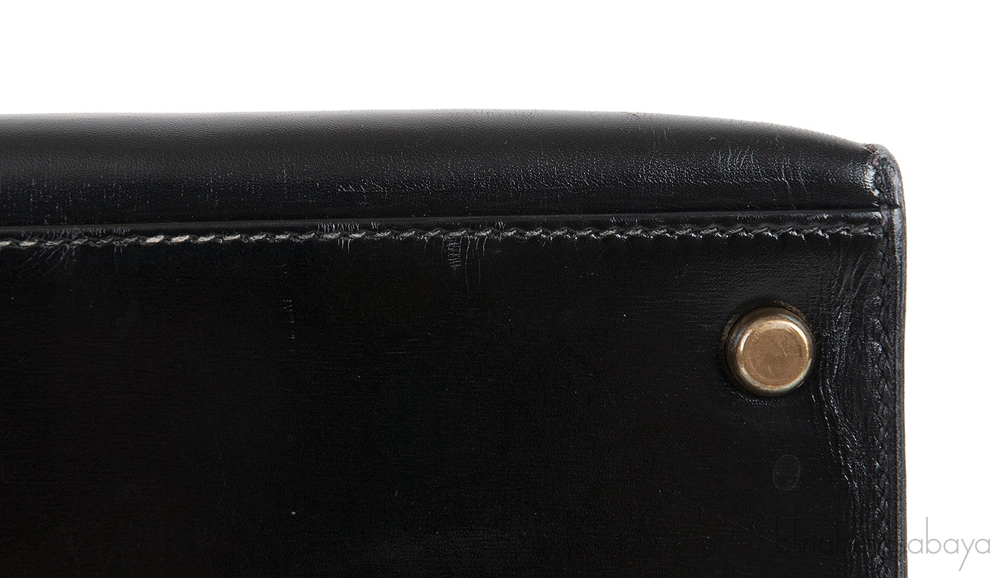 Vintage Kelly 32 Black Box Sellier GHW