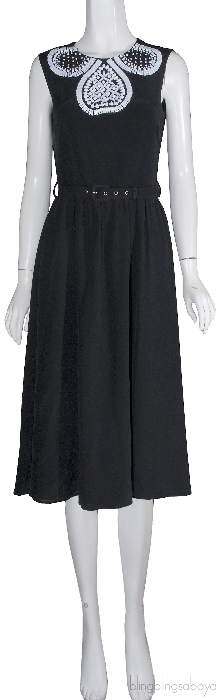 Bead Embellished Black Dress