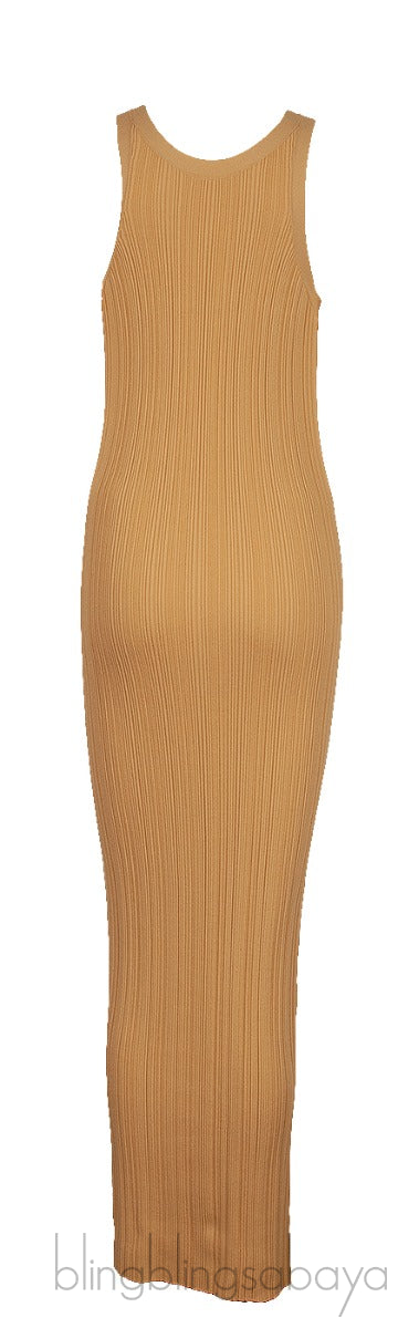 Yellow Seamless Ribbed Tank Dress