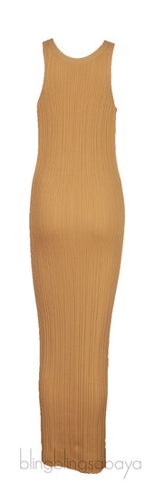 Yellow Seamless Ribbed Tank Dress