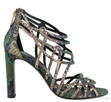 Hermes Green & Natural Snakeskin Sandals