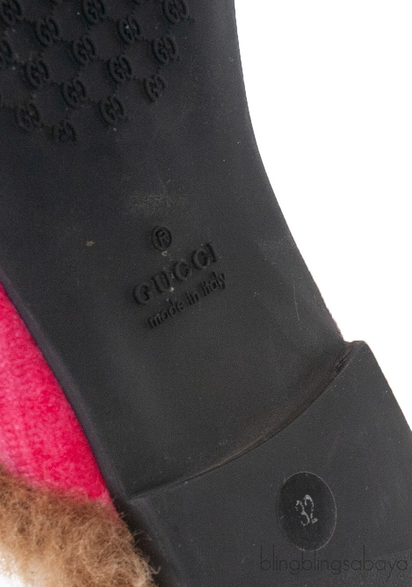 Pink Princetown GG Velvet Kids Shoes