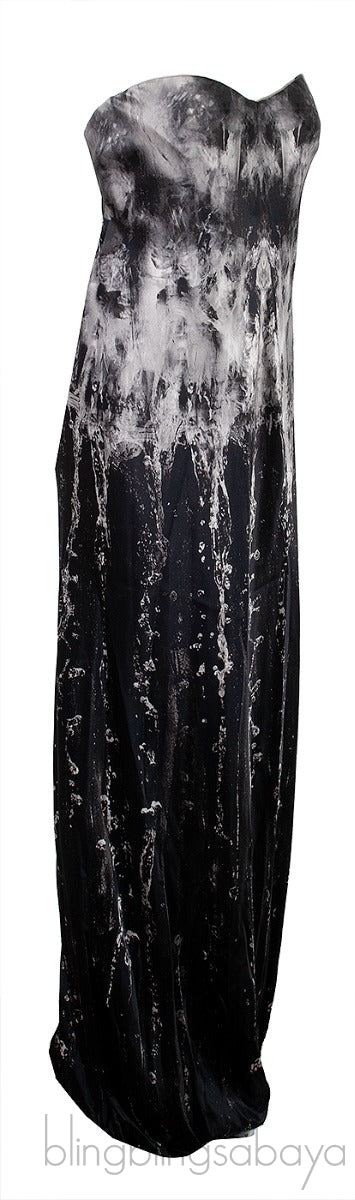 Tube Water Print Maxi Dress