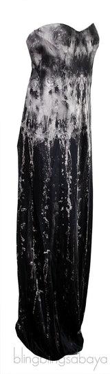 Tube Water Print Maxi Dress
