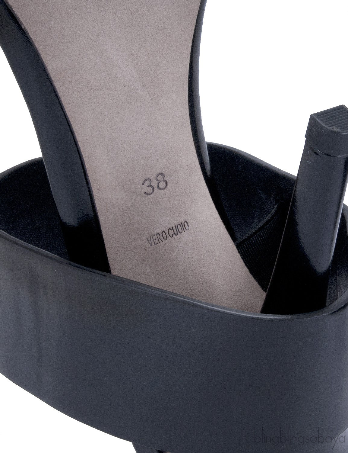 Black Glossed Leather Mules