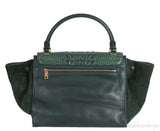 Trapeze Emerald Green Croc Embossed Shoulder Bag