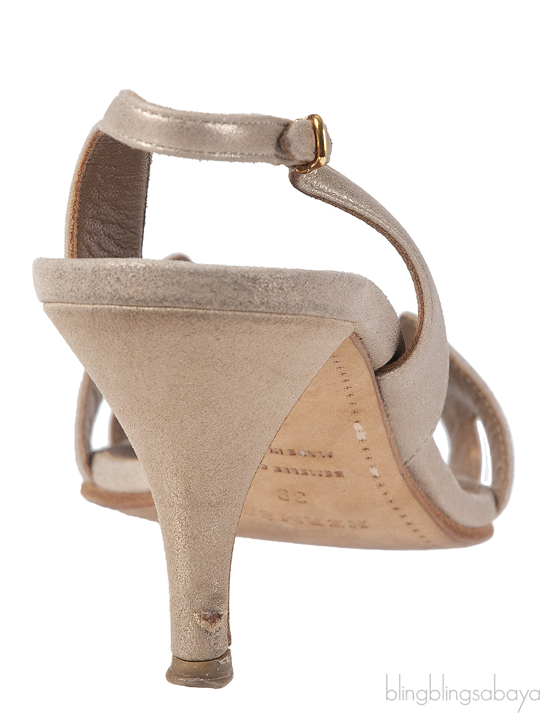 Hermes Night 70 Gold Slingback Sandals