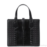 Bottega Veneta Black Intrecciato Leather & Python Handbag