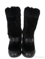 Hermes Black Leather and Fur Ankle Boots
