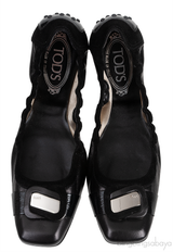 Tod\'s Black Loafer Elastic Ballet Flat