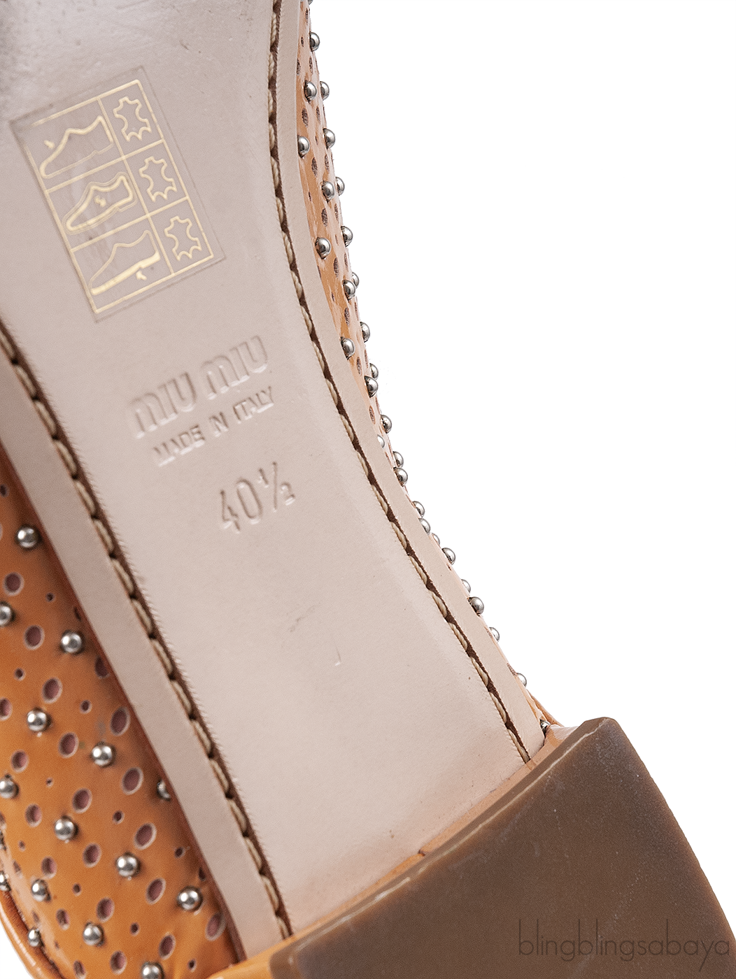 Miu Miu Brown Metal Bead Flat Peep Toe Shoes