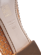 Miu Miu Brown Metal Bead Flat Peep Toe Shoes
