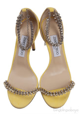 Jimmy Choo Shiloh Yellow Suede Crystal Heels