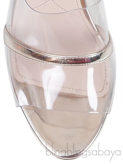 Gold Metallic Leather & PVC Mules