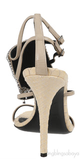 Giuseppe Zanotti Python Embossed Beige Crystal Sandals