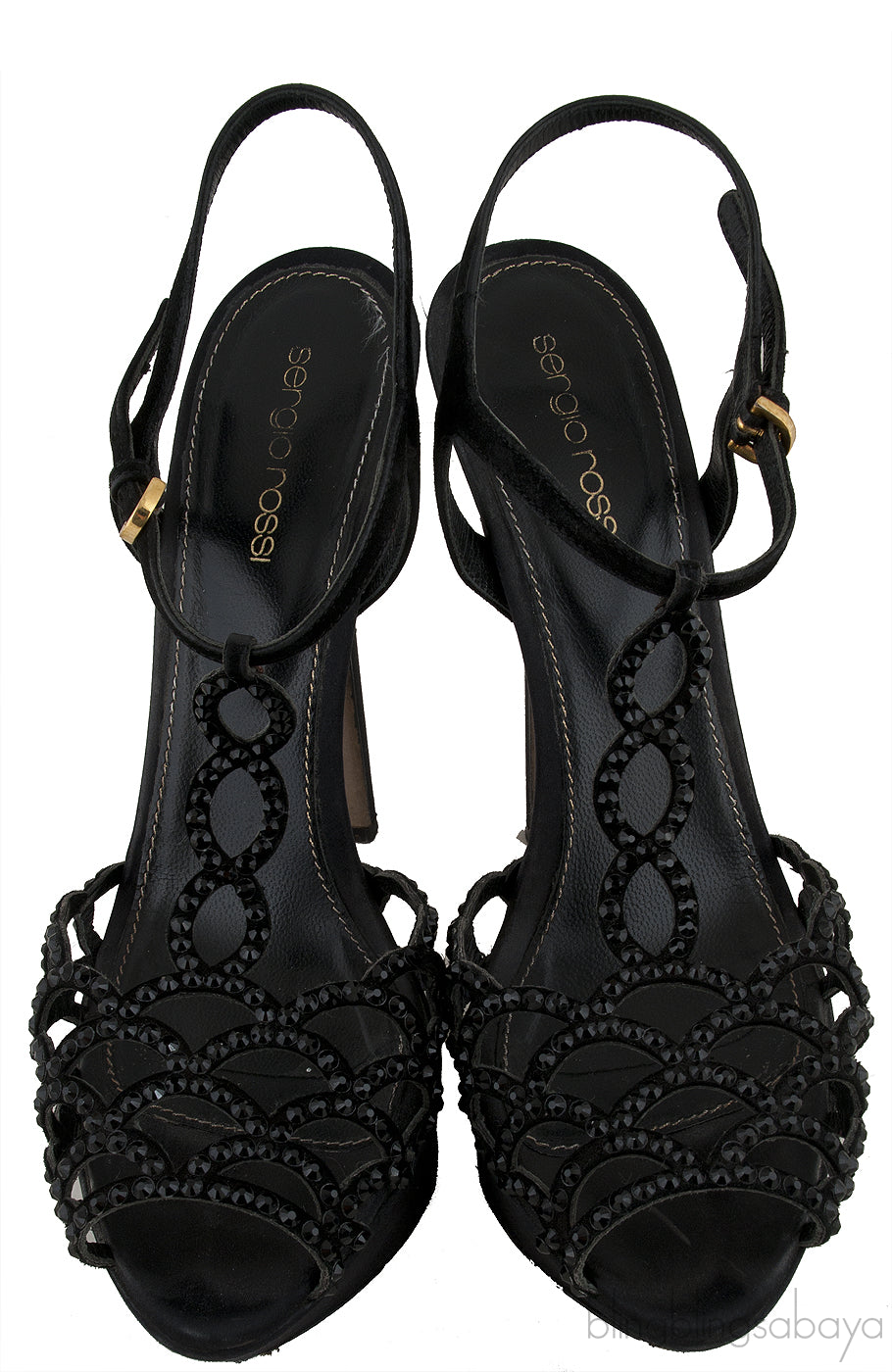 Black Crystal Slingback Sandals